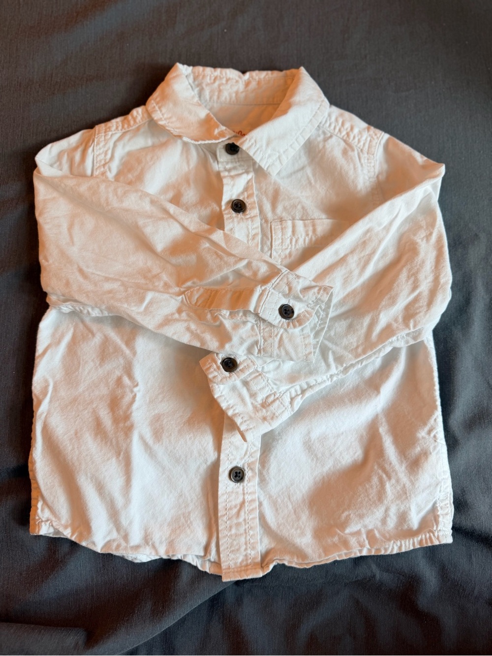 Cat & Jack White Toddler Button Shirt with Red Logo